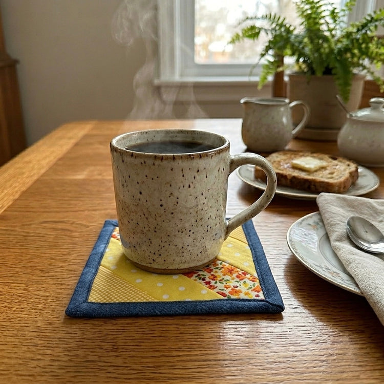 HELLO YELLOW Patchwork Coaster Set