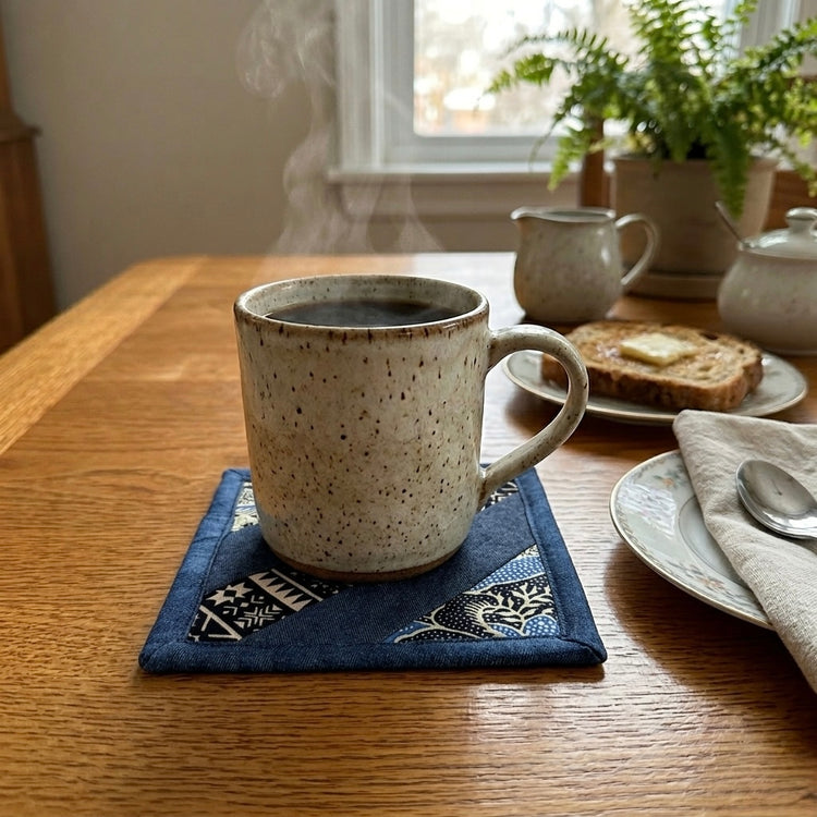 BLUE BATIK Patchwork Coaster Set
