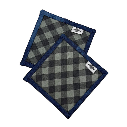 BLUE BATIK Patchwork Coaster Set