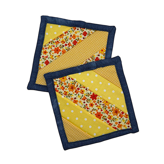 HELLO YELLOW Patchwork Coaster Set